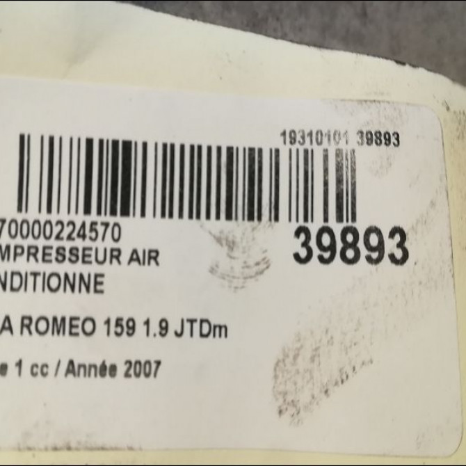 Compresseur air conditionne occasion ALFA ROMEO 159 Phase 1 09-2005->05-2013 1.9 JTDm 150ch 50510966 4