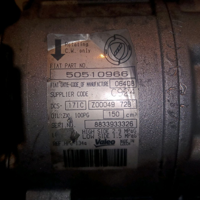 Compresseur air conditionne occasion ALFA ROMEO 159 Phase 1 09-2005->05-2013 1.9 JTDm 120ch 50510966 5