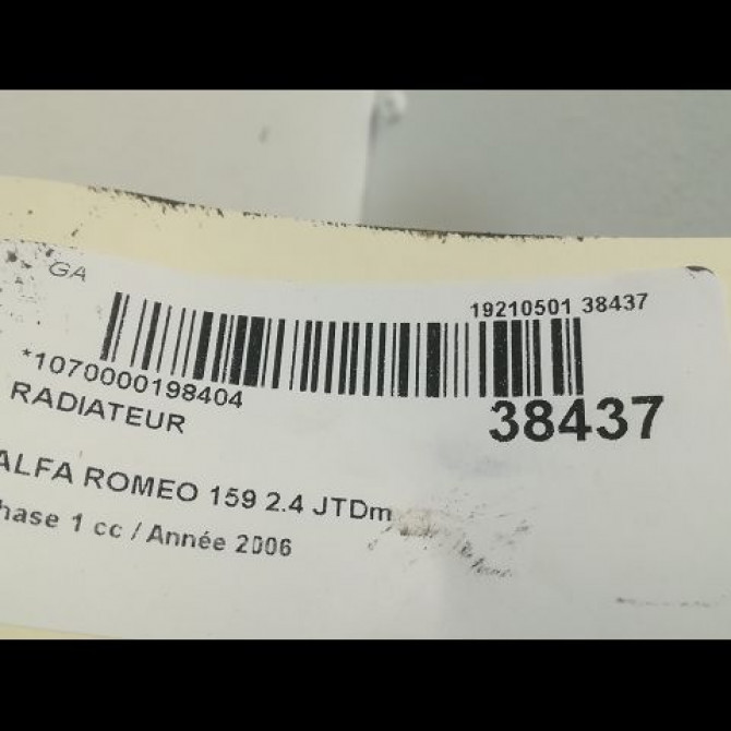 Radiateur occasion ALFA ROMEO 159 Phase 1 09-2005->05-2013 2.4 JTDm 200ch 60694769 3