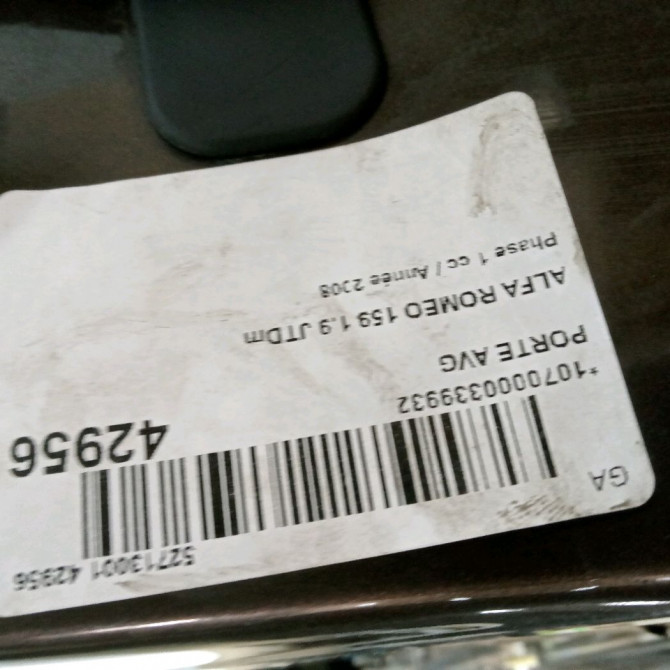 Porte avant gauche occasion ALFA ROMEO 159 Phase 1 09-2005->05-2013 1.9 JTDm 120ch 50513847 4