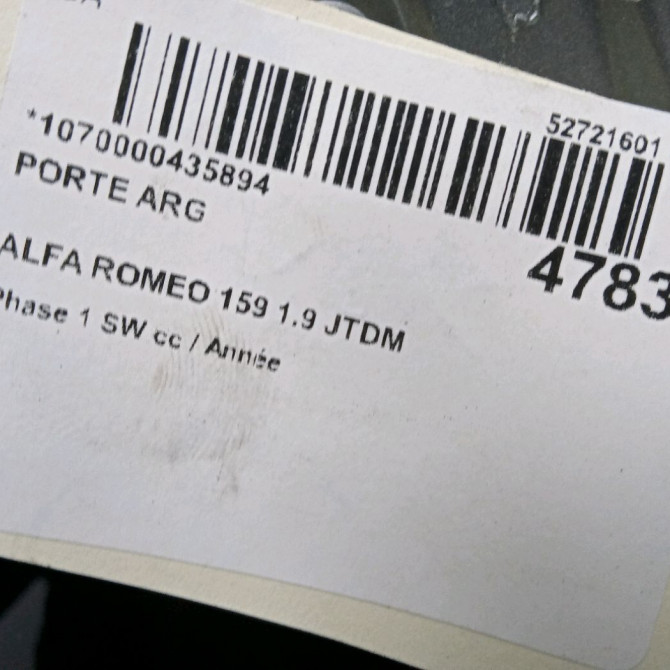 Porte arrière gauche occasion ALFA ROMEO 159 Phase 1 04-1995->04-1999 1.9 JTDM 150ch 50513865 3