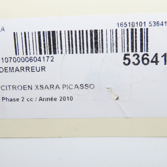 Démarreur occasion CITROEN XSARA PICASSO Phase 2 02-2004->12-2010 1.6 HDI 92 ch 5802FG 7