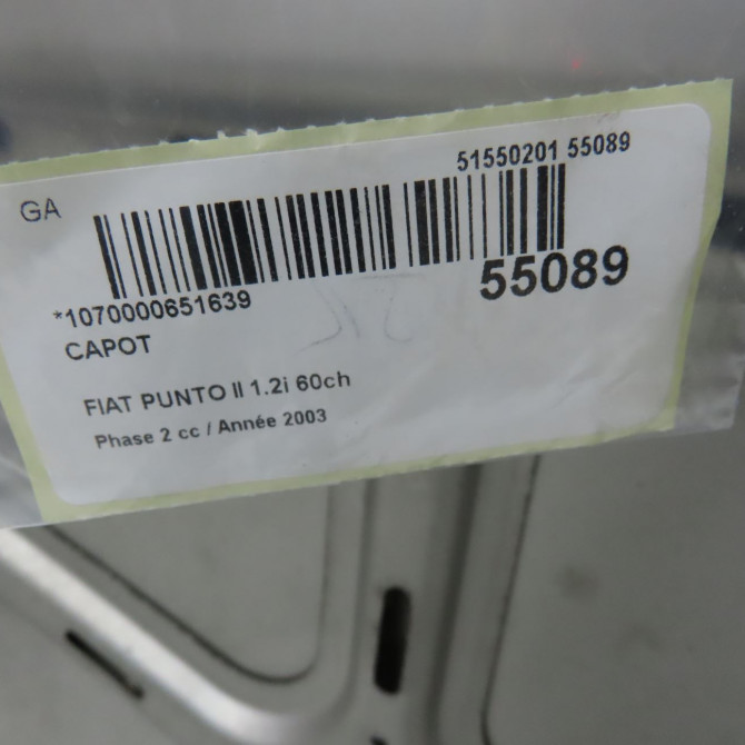 Capot occasion FIAT PUNTO II Phase 2 05-2003->10-2009 1.2i 60ch 51741257 7