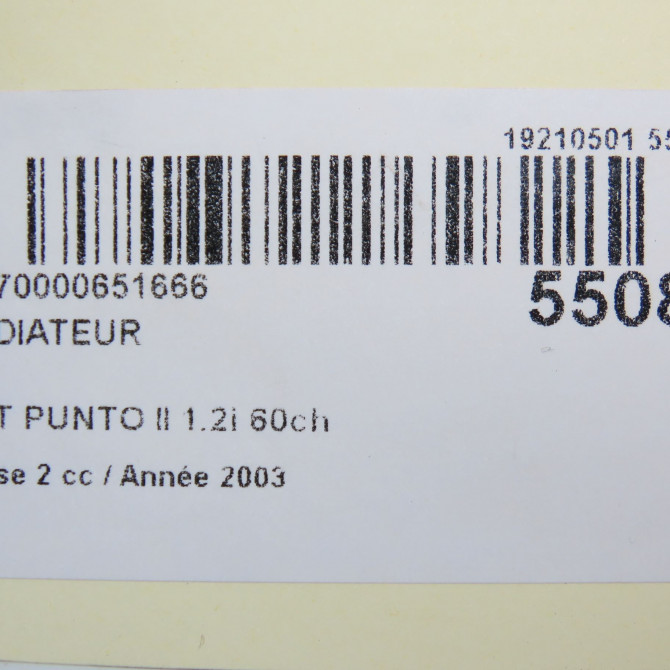 Radiateur occasion FIAT PUNTO II Phase 2 05-2003->10-2009 1.2i 60ch 51724183 4