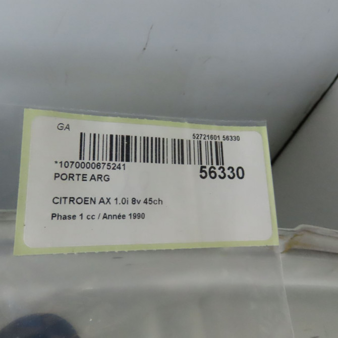 Porte arrière gauche occasion CITROEN AX Phase 1 01-1987->06-1991 1.0i 8v 45ch 96101658 6
