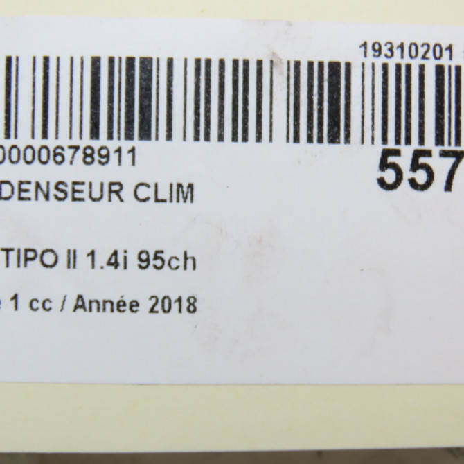 Condenseur clim occasion FIAT TIPO II Phase 1 12-2015->... 1.4i 95ch 52102802 5