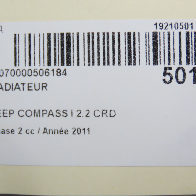 Radiateur occasion JEEP 146 Phase 1 04-1995->04-1999 2.2 CRD 136ch 4