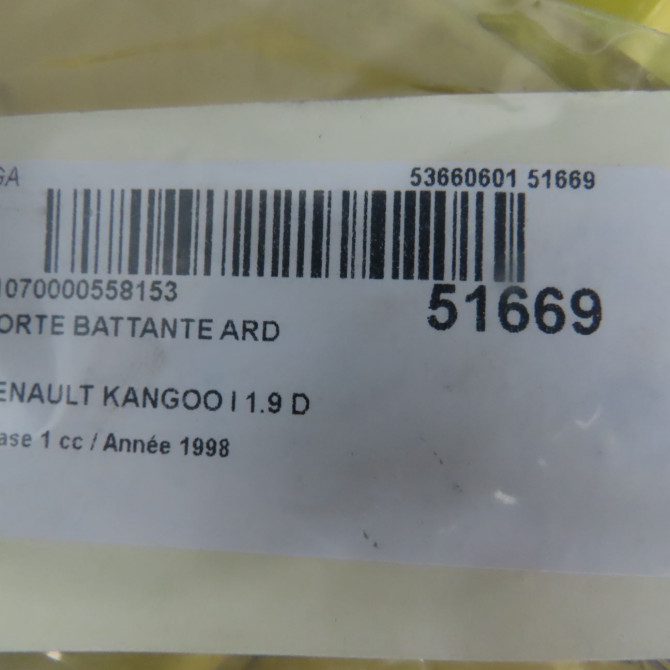 Porte battante arrière droite occasion RENAULT KANGOO I Phase 1 09-1997->06-2003 1.9 D 55ch 901005956R 5