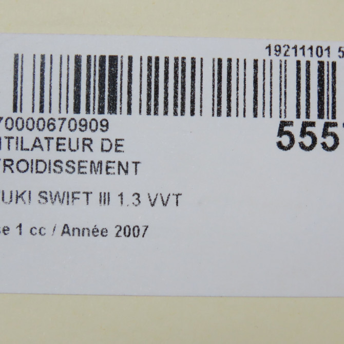 Ventilateur de refroidissement occasion SUZUKI SWIFT III Phase 1 03-2005->09-2011 1.3 VVT 1712080J00 5