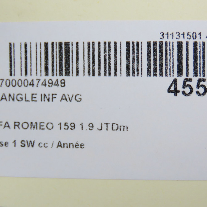 Triangle inf avg occasion ALFA ROMEO 159 Phase 1 04-1995->04-1999 1.9 JTDm 120ch 51842925 8