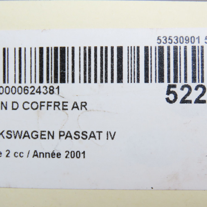 Verin droit coffre arrière occasion VOLKSWAGEN PASSAT IV Phase 2 10-2000->03-2005 1.9 TDI 130ch 3B5827550E 4