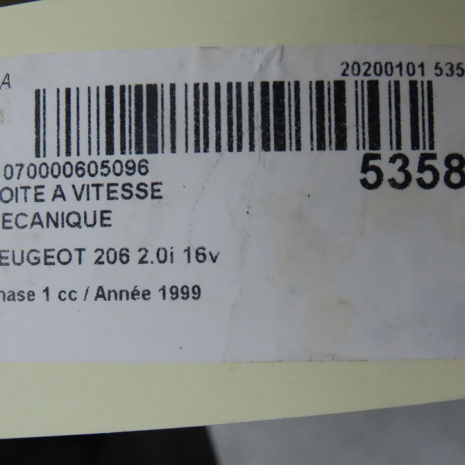 Boîte à vitesse mecanique occasion PEUGEOT 206 Phase 1 09-1998->03-2009 2.0i 16v 222238 6