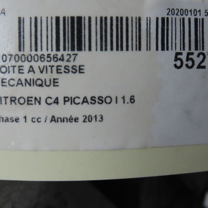 Boîte à vitesse mecanique occasion CITROEN C4 PICASSO I Phase 1 01-2007->10-2013 1.6 HDi 16v 110ch 2231E6 6
