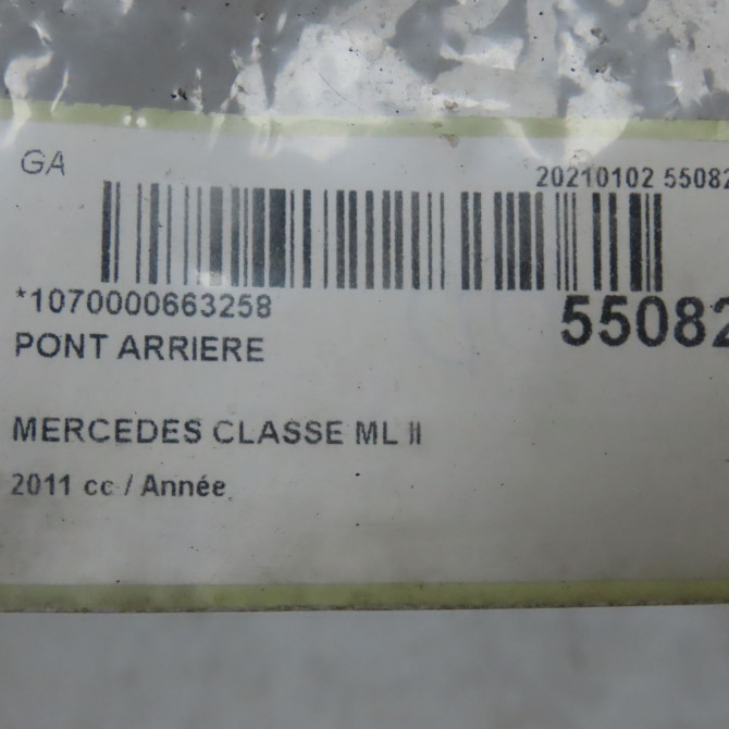 Pont arriere occasion MERCEDES CLASSE ML II phase 2 09-2008->06-2011 166350411480 7