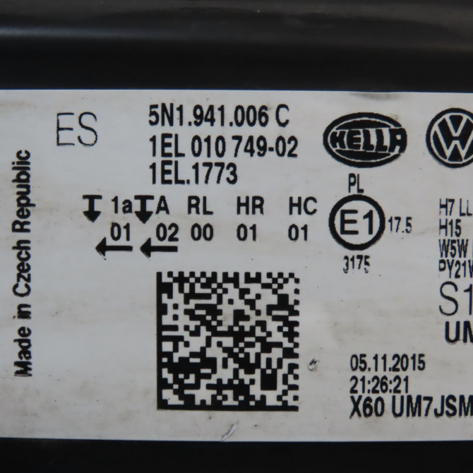 Phare droit occasion VOLKSWAGEN TIGUAN I TIGUAN I Phase 2 2011-04-01->2016-12-31 2.0 TDI 140ch 5N1941006C 5