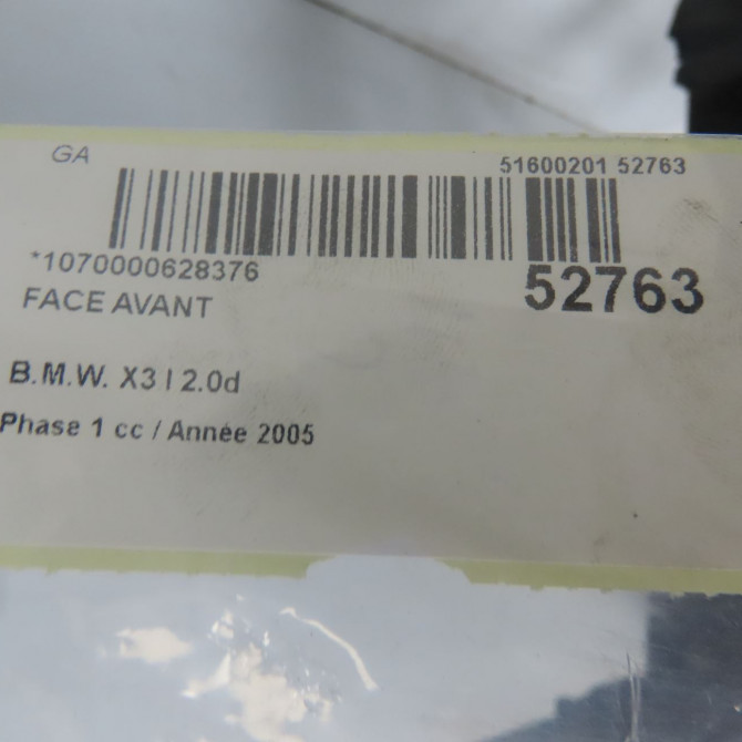 Face avant occasion B.M.W. X3 I Phase 1 01-2004->08-2006 2.0d 51643419945 5