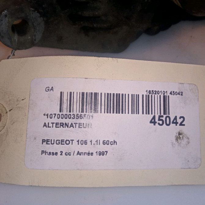 Alternateur occasion PEUGEOT 106 Phase 2 04-1996->09-2003 1.1i 60ch 57056M 5