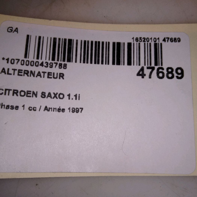 Alternateur occasion CITROEN SAXO Phase 1 03-1996->09-1999 1.1i 57056M 7