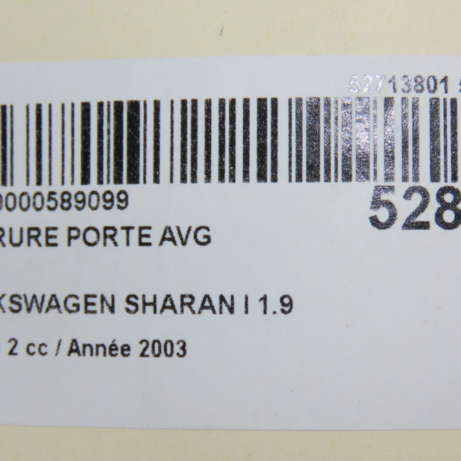 Serrure porte avg occasion VOLKSWAGEN SHARAN I Phase 2 06-2000->12-2003 1.9 TDI 130ch 7M3837015A 7