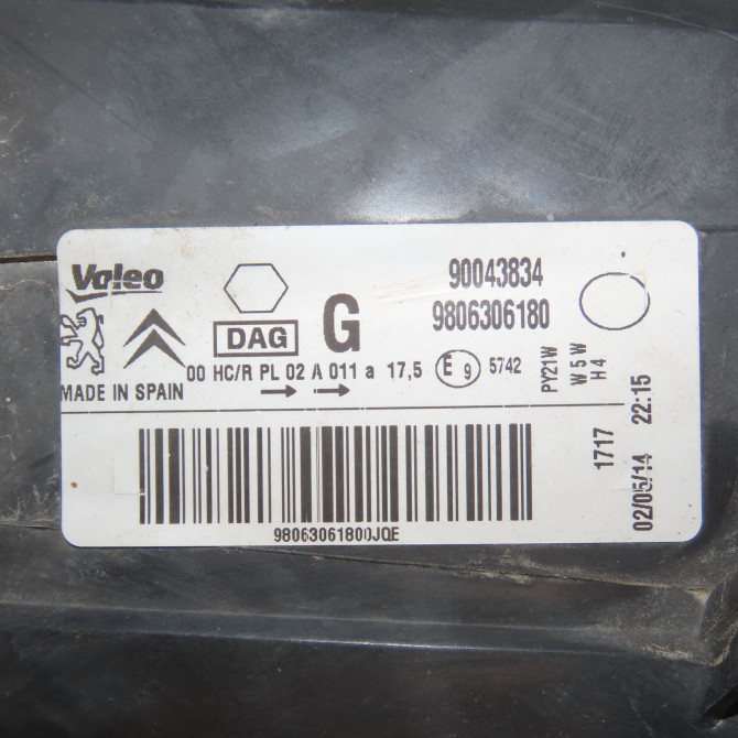 Phare gauche occasion CITROEN BERLINGO II Phase 2 01-2012->01-2015 9806306180 4