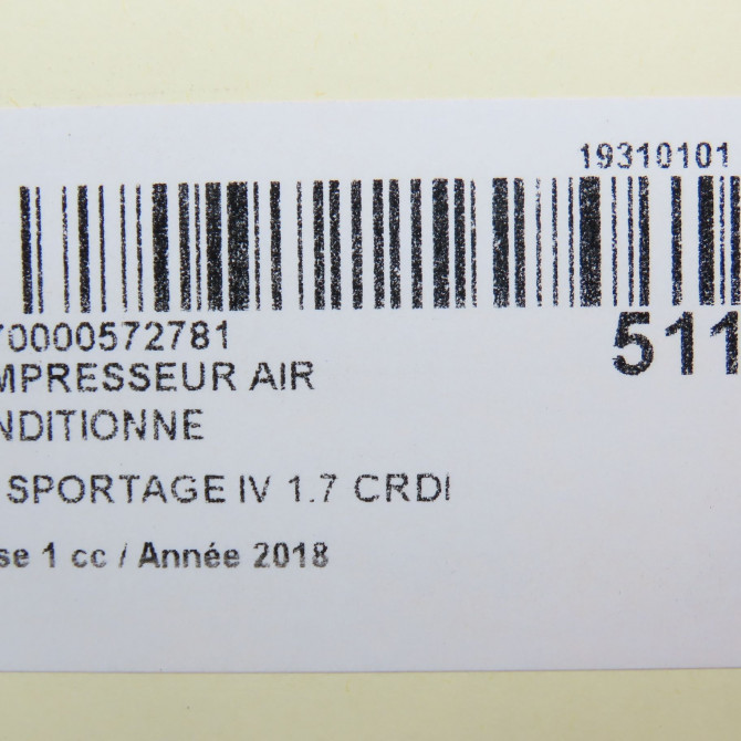 Compresseur air conditionne occasion KIA SPORTAGE IV Phase 1 04-1995->04-1999 1.7 CRDI 140ch 97701D7100 7