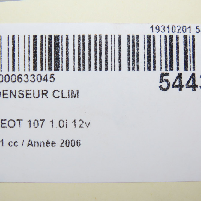 Condenseur clim occasion PEUGEOT 107 Phase 1 06-2005->12-2008 1.0i 12v 6455EF 4
