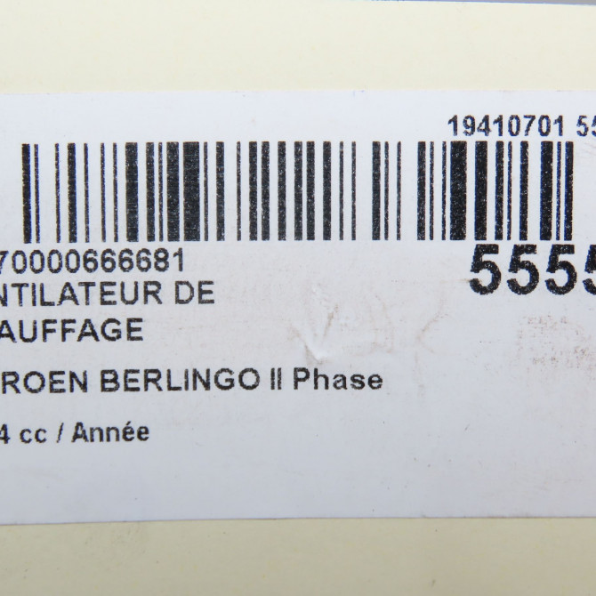 Ventilateur de chauffage occasion CITROEN BERLINGO II Phase 2 01-2012->01-2015 6441CG 7