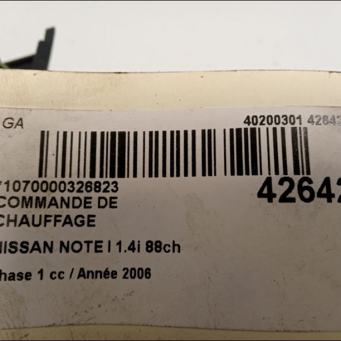Commande de chauffage occasion NISSAN NOTE I Phase 1 03-2006->03-2009 1.4i 88ch 275009U11A 3