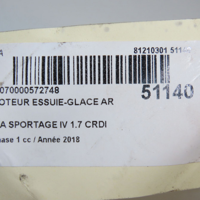 Moteur essuie-glace arrière occasion KIA SPORTAGE IV Phase 1 04-1995->04-1999 1.7 CRDI 140ch 98700D9000 6