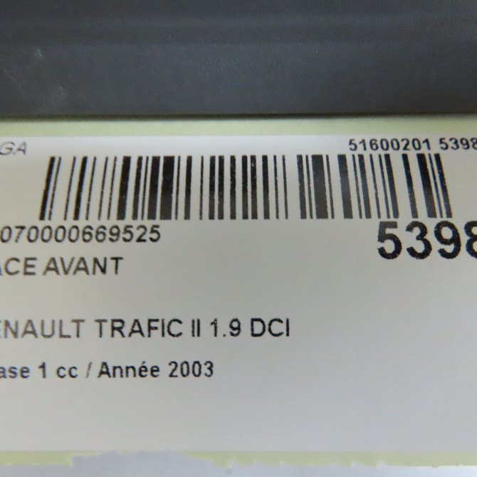 Face avant occasion RENAULT TRAFIC II Phase 1 10-2001->08-2006 1.9 DCI 8v 80ch 8200521859 3