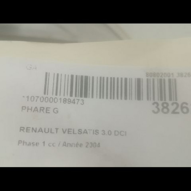 Phare gauche occasion RENAULT VELSATIS Phase 1 01-2002->04-2005 3.0 DCI V6 177ch 7701051087 3