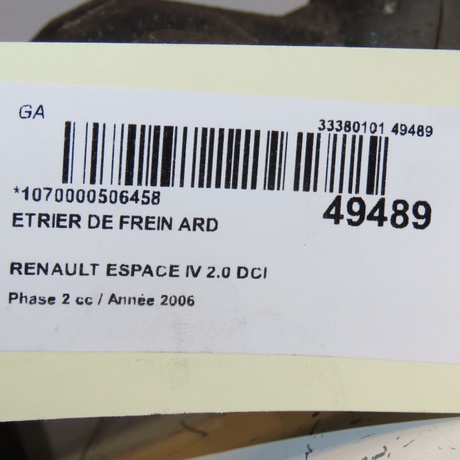 Etrier de frein arrière droit occasion RENAULT ESPACE IV Phase 2 03-2006->07-2012 2.0 DCI 150ch 7701049109 4