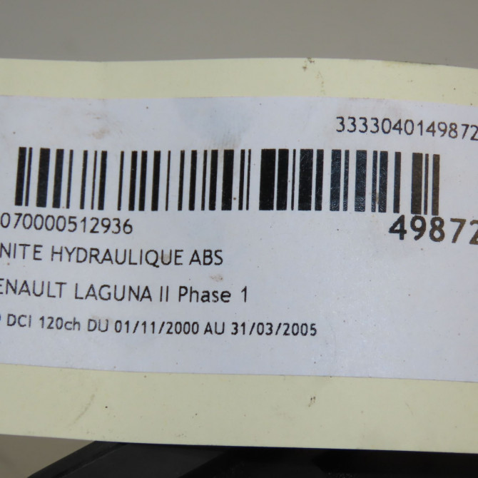 Unité hydraulique ABS occasion RENAULT LAGUNA II Phase 1 11-2000->03-2005 1.9 DCI 120ch 7701208531 8
