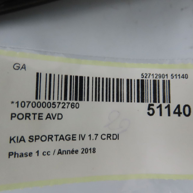 Porte avant droite occasion KIA SPORTAGE IV Phase 1 04-1995->04-1999 1.7 CRDI 140ch 76004F1000 4