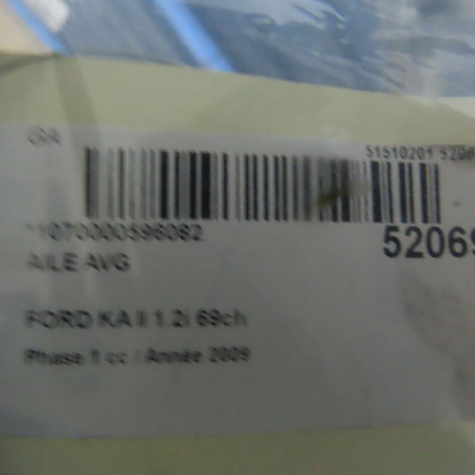 Aile avant gauche occasion FORD KA II Phase 1 10-2008->... 1.2i 69ch 1673512 4