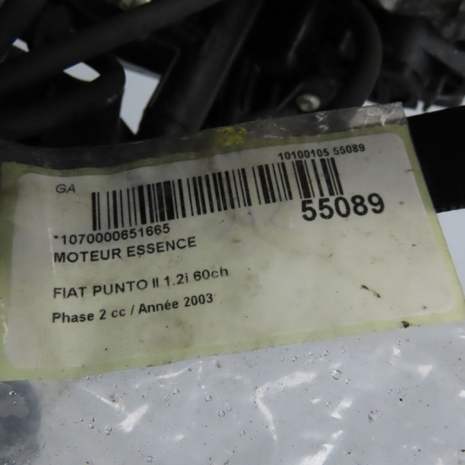 Moteur essence occasion FIAT PUNTO II Phase 2 05-2003->10-2009 1.2i 60ch 71751089 6