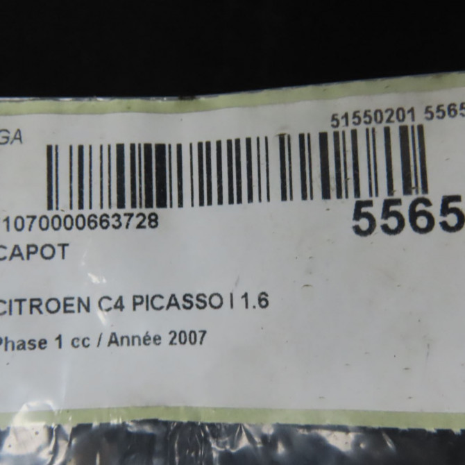 Capot occasion CITROEN C4 PICASSO I Phase 1 01-2007->10-2013 1.6 HDi 16v 110ch 7901N7 5