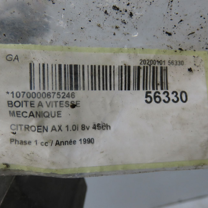 Boîte à vitesse mecanique occasion CITROEN AX Phase 1 01-1987->06-1991 1.0i 8v 45ch 2205EL 6
