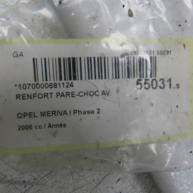 Renfort pare-choc avant occasion OPEL MERIVA I Phase 2 01-2006->09-2010 13249035 4