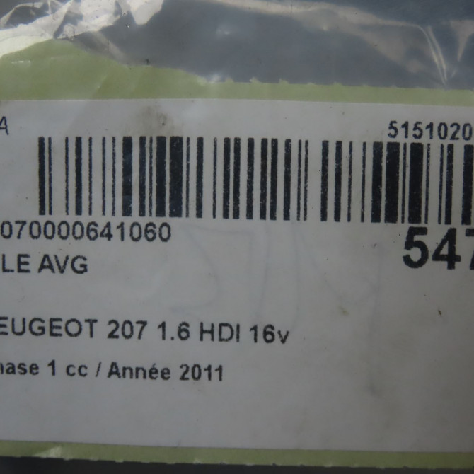 Aile avant gauche occasion PEUGEOT 207 Phase 1 04-2006->06-2013 1.6 HDI 16v 90ch 7840R9 4