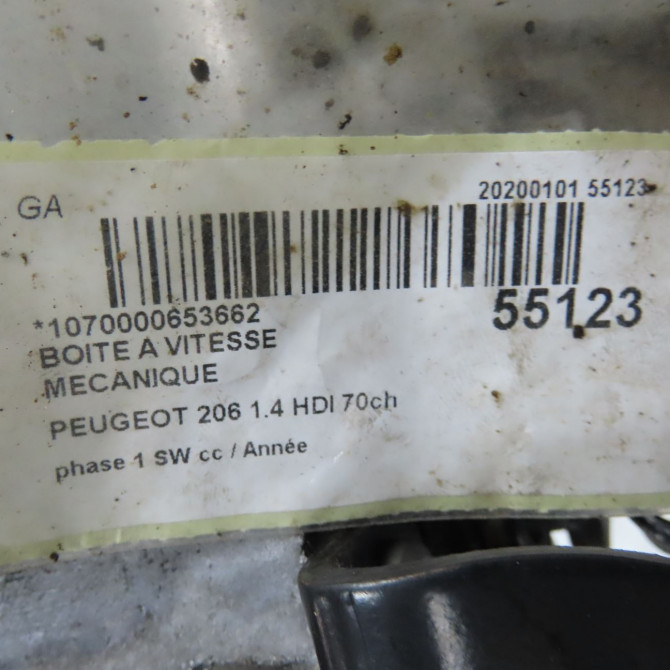 Boîte à vitesse mecanique occasion PEUGEOT 206 206 phase 1 SW 2002-06-01->2006-12-31 1.4 HDI 70ch 2222WY 7