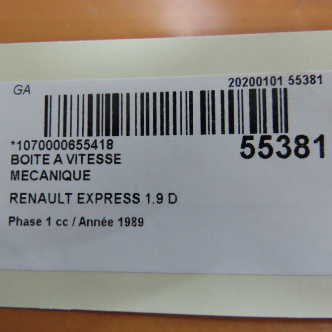Boîte à vitesse mecanique occasion RENAULT EXPRESS Phase 1 11-1985->09-1994 1.9 D 7701351002 6