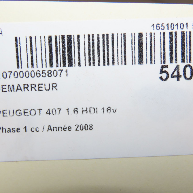 Démarreur occasion PEUGEOT 407 Phase 1 04-2004->07-2008 1.6 HDI 16v 5802Z8 7