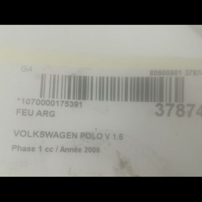 Feu arrière gauche occasion VOLKSWAGEN POLO V POLO V Phase 1 2009-09-01->2014-05-31 1.6 TDI 90 6R0945095AH 3