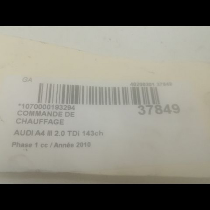 Commande de chauffage occasion AUDI A4 III Phase 1 01-2008->10-2011 2.0 TDi 143ch 3