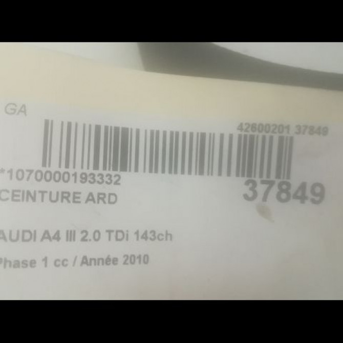 Ceinture arrière droite occasion AUDI A4 III Phase 1 01-2008->10-2011 2.0 TDi 143ch 8K0857805RV04 4