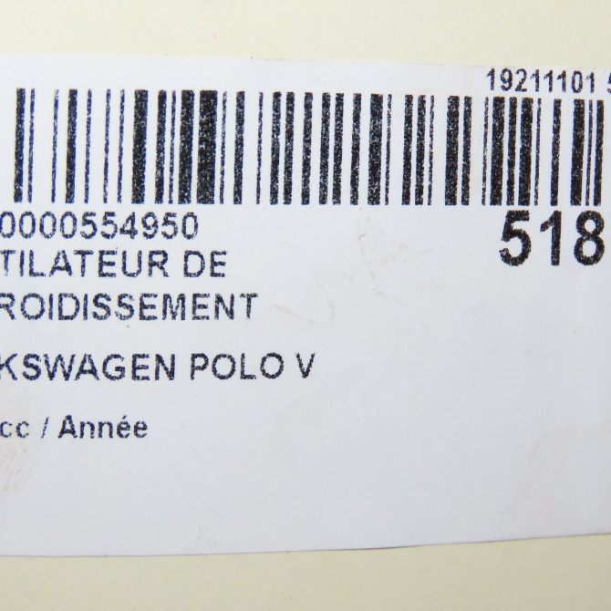 Ventilateur de refroidissement occasion VOLKSWAGEN POLO V Phase 2 02-2014->... 6R0959455E 5