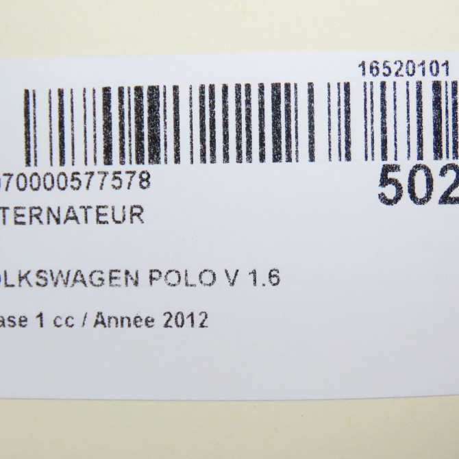 Alternateur occasion VOLKSWAGEN POLO V POLO V Phase 1 2009-09-01->2014-05-31 1.6 TDI 90 6F903023F 8