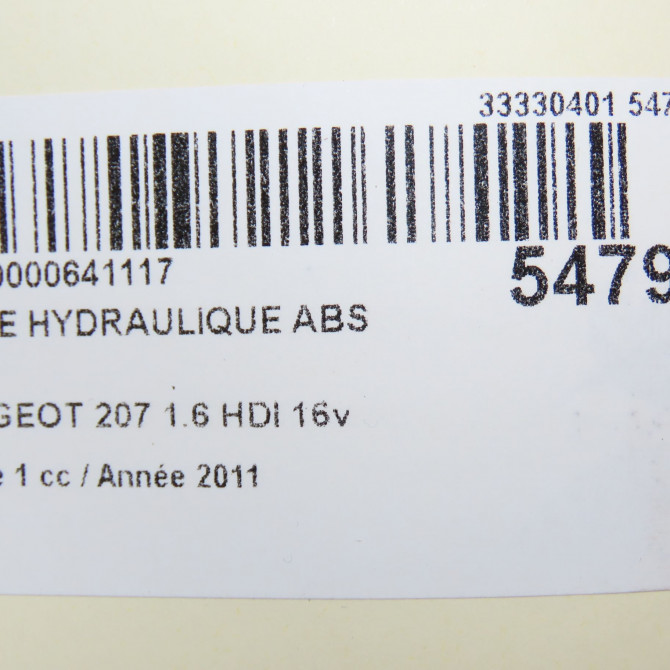 Unité hydraulique ABS occasion PEUGEOT 207 Phase 1 04-2006->06-2013 1.6 HDI 16v 90ch 4541TH 7