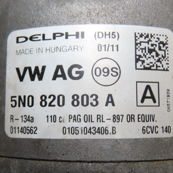 Compresseur air conditionne occasion VOLKSWAGEN POLO V POLO V Phase 1 2009-09-01->2014-05-31 1.6 TDI 90 5K0820803K 6